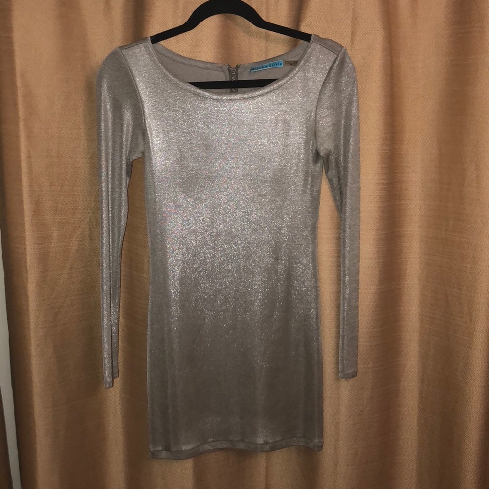 Alice and Olivia Metallic Long Sleeve Dress